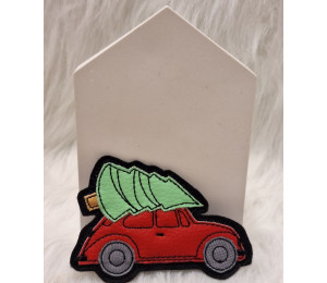 Stickdatei - ITH Blumenstecker Stab Auto mit Weihnachtsbaum